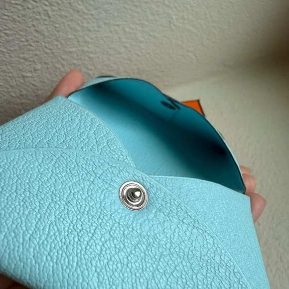 Hermès Light Blue Calvi Card Holder